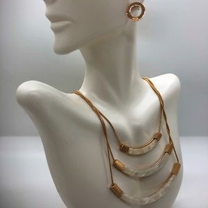 Mother of Pearl Shell Necklace & Earrings Set
